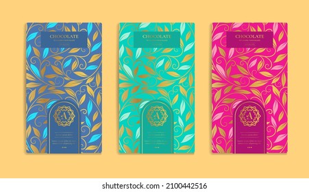 Luxury packaging design of chocolate bars. Vintage vector ornament template. Elegant, classic elements. Great for food, drink and other package types. Can be used for background and wallpaper.