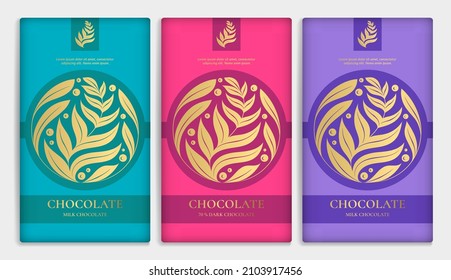 Luxury packaging design of chocolate bars. Vintage vector ornament template. Elegant, classic elements. Great for food, drink and other package types. Can be used for background and wallpaper.