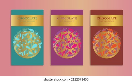 Luxury packaging design of chocolate bars. Vintage vector ornament template. Elegant, classic elements. Great for food, drink and other package types. Can be used for background and wallpaper.