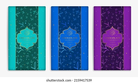 Luxury packaging design of chocolate bars. Vintage vector ornament template. Elegant, classic elements. Great for food, drink and other package types. Can be used for background and wallpaper.