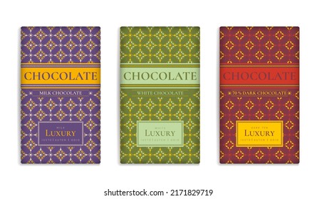 Luxury packaging design of chocolate bars. Vintage vector ornament template. Elegant, classic elements. Great for food, drink and other package types. Can be used for background and wallpaper.