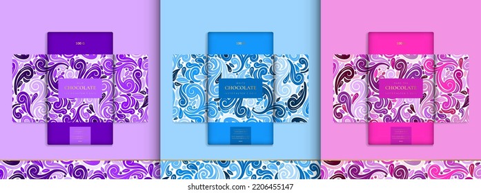 Luxury packaging design of chocolate bars. Vintage vector ornament template. Elegant, classic elements. Great for food, drink and other package types. Can be used for background and wallpaper.