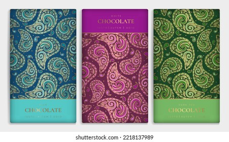 Luxury packaging design of chocolate bars. Vintage vector ornament template. Elegant, classic elements. Great for food, drink and other package types. Can be used for background and wallpaper.