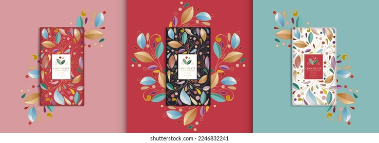 Luxury packaging design of chocolate bars. Vintage vector ornament template. Elegant, classic elements. Great for food, drink and other package types. Can be used for background and wallpaper.