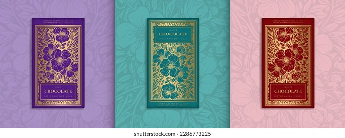 Luxury packaging design of chocolate bars. Vintage vector ornament template. Elegant, classic elements. Great for food, drink and other package types. Can be used for background and wallpaper.