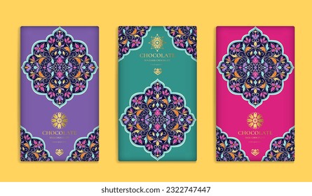 Luxury packaging design of chocolate bars. Vintage vector ornament template. Elegant, classic elements. Great for food, drink and other package types. Can be used for background and wallpaper.