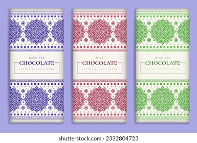 Luxury packaging design of chocolate bars. Vintage vector ornament template. Elegant, classic elements. Great for food, drink and other package types. Can be used for background and wallpaper.