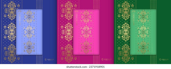 Luxury packaging design of chocolate bars. Vintage vector ornament template. Elegant, classic elements. Great for food, drink and other package types. Can be used for background and wallpaper.