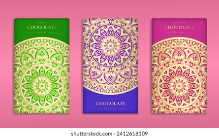 Luxury packaging design of chocolate bars. Vintage vector ornament template. Elegant, classic elements. Great for food, drink and other package types. Can be used for background and wallpaper.