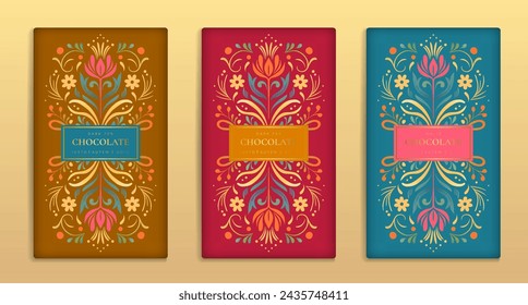 Luxury packaging design of chocolate bars. Vintage vector ornament template. Elegant, classic elements. Great for food, drink and other package types. Can be used for background and wallpaper.