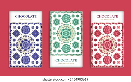 Luxury packaging design of chocolate bars. Vintage vector ornament template. Elegant, classic elements. Great for food, drink and other package types. Can be used for background and wallpaper.