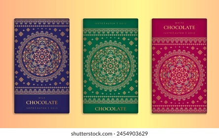 Luxury packaging design of chocolate bars. Vintage vector ornament template. Elegant, classic elements. Great for food, drink and other package types. Can be used for background and wallpaper.