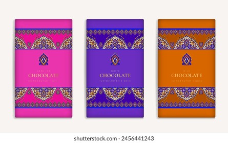Luxury packaging design of chocolate bars. Vintage vector ornament template. Elegant, classic elements. Great for food, drink and other package types. Can be used for background and wallpaper.