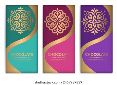 Diseño de embalaje de lujo de barras de chocolate. Plantilla de adorno de Vector Antiguas. Elementos elegantes y clásicos. Ideal para comida, bebida y otros tipos de paquetes. Se puede utilizar para el fondo y el Fondo de pantalla.