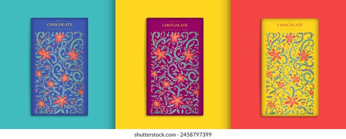Luxury packaging design of chocolate bars. Vintage vector ornament template. Elegant, classic elements. Great for food, drink and other package types. Can be used for background and wallpaper.
