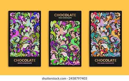 Luxury packaging design of chocolate bars. Vintage vector ornament template. Elegant, classic elements. Great for food, drink and other package types. Can be used for background and wallpaper.