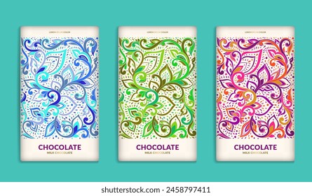 Luxury packaging design of chocolate bars. Vintage vector ornament template. Elegant, classic elements. Great for food, drink and other package types. Can be used for background and wallpaper.