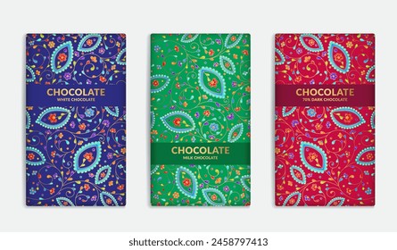 Luxury packaging design of chocolate bars. Vintage vector ornament template. Elegant, classic elements. Great for food, drink and other package types. Can be used for background and wallpaper.