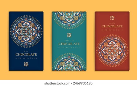 Luxury packaging design of chocolate bars. Vintage vector ornament template. Elegant, classic elements. Great for food, drink and other package types. Can be used for background and wallpaper.