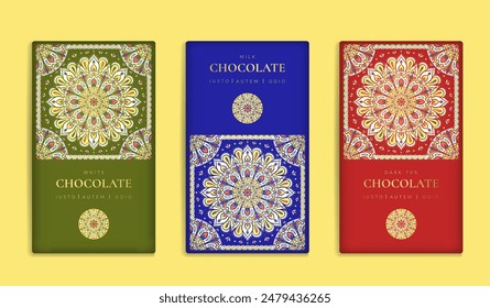 Luxury packaging design of chocolate bars. Vintage vector ornament template. Elegant, classic elements. Great for food, drink and other package types. Can be used for background and wallpaper.