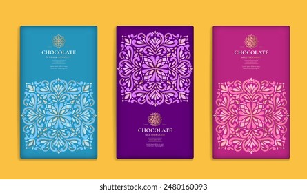 Luxury packaging design of chocolate bars. Vintage vector ornament template. Elegant, classic elements. Great for food, drink and other package types. Can be used for background and wallpaper.