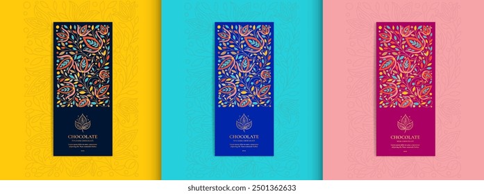 Luxury packaging design of chocolate bars. Vintage vector ornament template. Elegant, classic elements. Great for food, drink and other package types. Can be used for background and wallpaper.