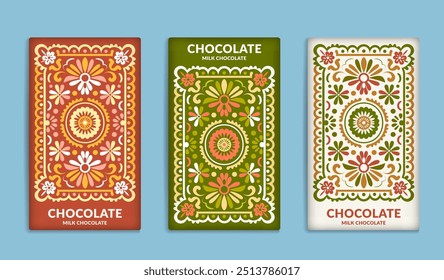 Luxury packaging design of chocolate bars. Vintage vector ornament template. Elegant, classic elements. Great for food, drink and other package types. Can be used for background and wallpaper.