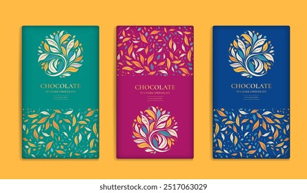 Luxury packaging design of chocolate bars. Vintage vector ornament template. Elegant, classic elements. Great for food, drink and other package types. Can be used for background and wallpaper.