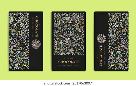 Design de embalagem de luxo de barras de chocolate. Modelo de ornamento de vetor vintage. Elementos elegantes e clássicos. Ótimo para alimentos, bebidas e outros tipos de embalagens. Pode ser usado para fundo e papel de parede.