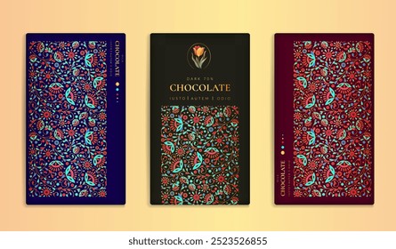 Luxury packaging design of chocolate bars. Vintage vector ornament template. Elegant, classic elements. Great for food, drink and other package types. Can be used for background and wallpaper.