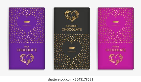 Luxury packaging design of chocolate bars. Vintage vector ornament template. Elegant, classic elements. Great for food, drink and other package types. Can be used for background and wallpaper.
