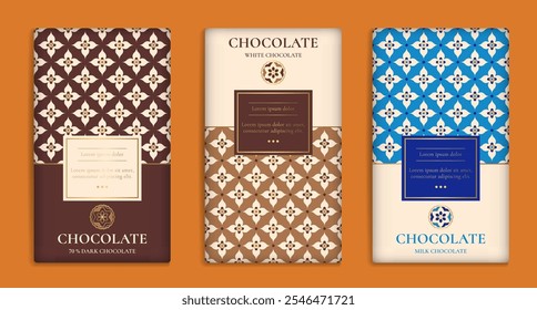 Luxury packaging design of chocolate bars. Vintage vector ornament template. Elegant, classic elements. Great for food, drink and other package types. Can be used for background and wallpaper.