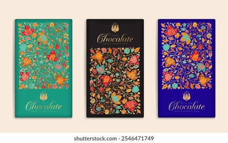 Luxury packaging design of chocolate bars. Vintage vector ornament template. Elegant, classic elements. Great for food, drink and other package types. Can be used for background and wallpaper.