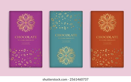 Luxury packaging design of chocolate bars. Vintage vector ornament template. Elegant, classic elements. Great for food, drink and other package types. Can be used for background and wallpaper.