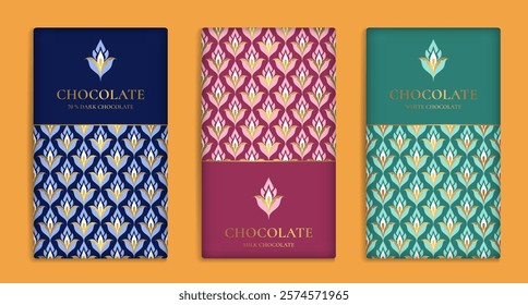 Luxury packaging design of chocolate bars. Vintage vector ornament template. Elegant, classic elements. Great for food, drink and other package types. Can be used for background and wallpaper.