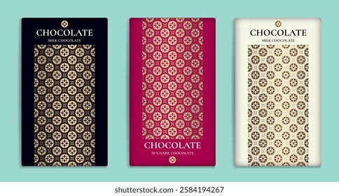 Luxury packaging design of chocolate bars. Vintage vector ornament template. Elegant, classic elements. Great for food, drink and other package types. Can be used for background and wallpaper.