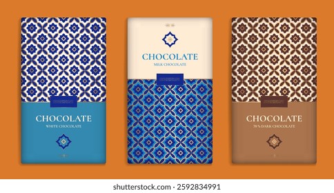 Luxury packaging design of chocolate bars. Vintage vector ornament template. Elegant, classic elements. Great for food, drink and other package types. Can be used for background and wallpaper.