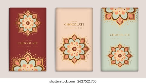 Luxury packaging design of chocolate bars. Vintage vector ornament template. Elegant, classic elements. Great for food, drink and other package types. Can be used for background and wallpaper.