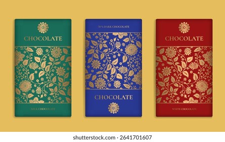 Luxury packaging design of chocolate bars. Vintage vector ornament template. Elegant, classic elements. Great for food, drink and other package types. Can be used for background and wallpaper.