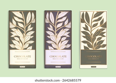 Luxury packaging design of chocolate bars. Vintage vector ornament template. Elegant, classic elements. Great for food, drink and other package types. Can be used for background and wallpaper.