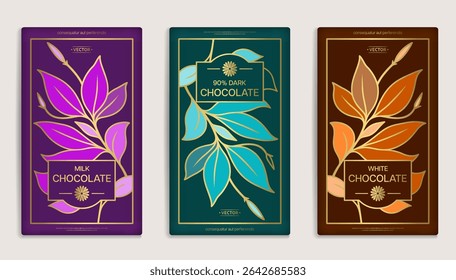 Luxury packaging design of chocolate bars. Vintage vector ornament template. Elegant, classic elements. Great for food, drink and other package types. Can be used for background and wallpaper.