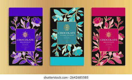 Luxury packaging design of chocolate bars. Vintage vector ornament template. Elegant, classic elements. Great for food, drink and other package types. Can be used for background and wallpaper.
