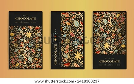 Luxury packaging design of chocolate bars. Vintage vector ornament template. Elegant, classic elements. Great for food, drink and other package types. Can be used for background and wallpaper.