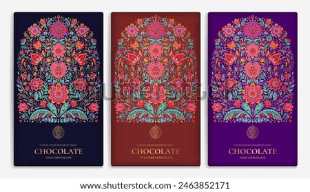 Luxury packaging design of chocolate bars. Vintage vector ornament template. Elegant, classic elements. Great for food, drink and other package types. Can be used for background and wallpaper.