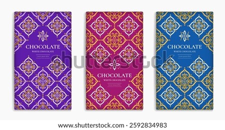 Luxury packaging design of chocolate bars. Vintage vector ornament template. Elegant, classic elements. Great for food, drink and other package types. Can be used for background and wallpaper.