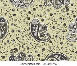 Luxury paisley seamless pattern with background