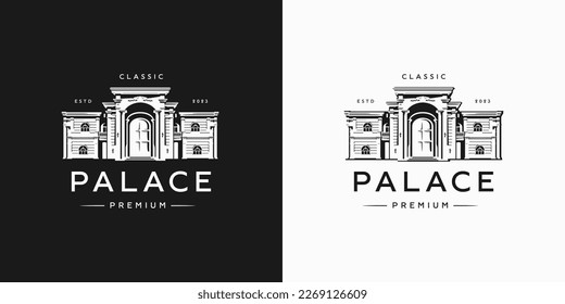 Luxury palace vintage style logo illustration