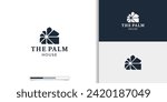 Luxury palm house, tree home logo vector icon illustration.