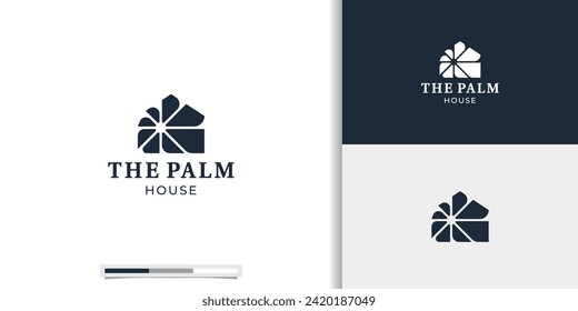 Luxury palm house, tree home logo vector icon illustration.