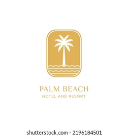 Luxury Palm Tree Beach Vintage Badge Logo Design Vector Inspiration